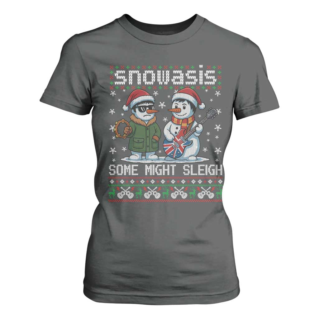 Snowasis Some Might Sleigh T Shirt For Women Funny Christmas Snowmen Rock Band Parody TS11 Dark Heather Print Your Wear