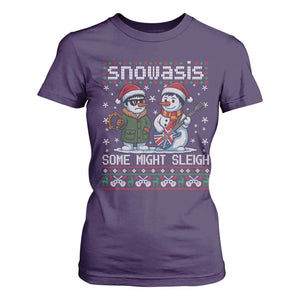 Snowasis Some Might Sleigh T Shirt For Women Funny Christmas Snowmen Rock Band Parody TS11 Purple Print Your Wear