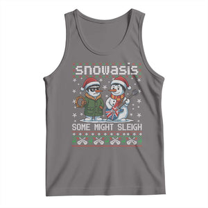 Snowasis Some Might Sleigh Tank Top Funny Christmas Snowmen Rock Band Parody TS11 Deep Heather Print Your Wear