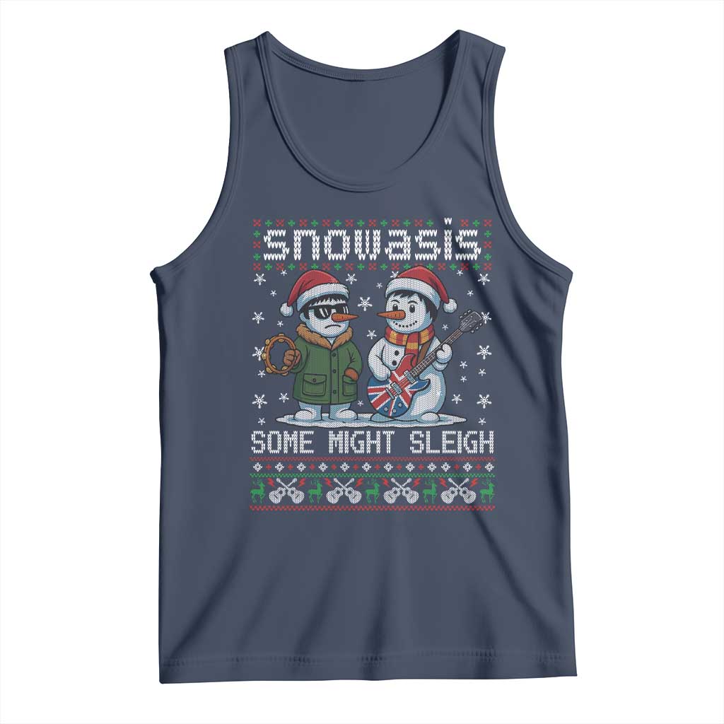 Snowasis Some Might Sleigh Tank Top Funny Christmas Snowmen Rock Band Parody TS11 Navy Print Your Wear