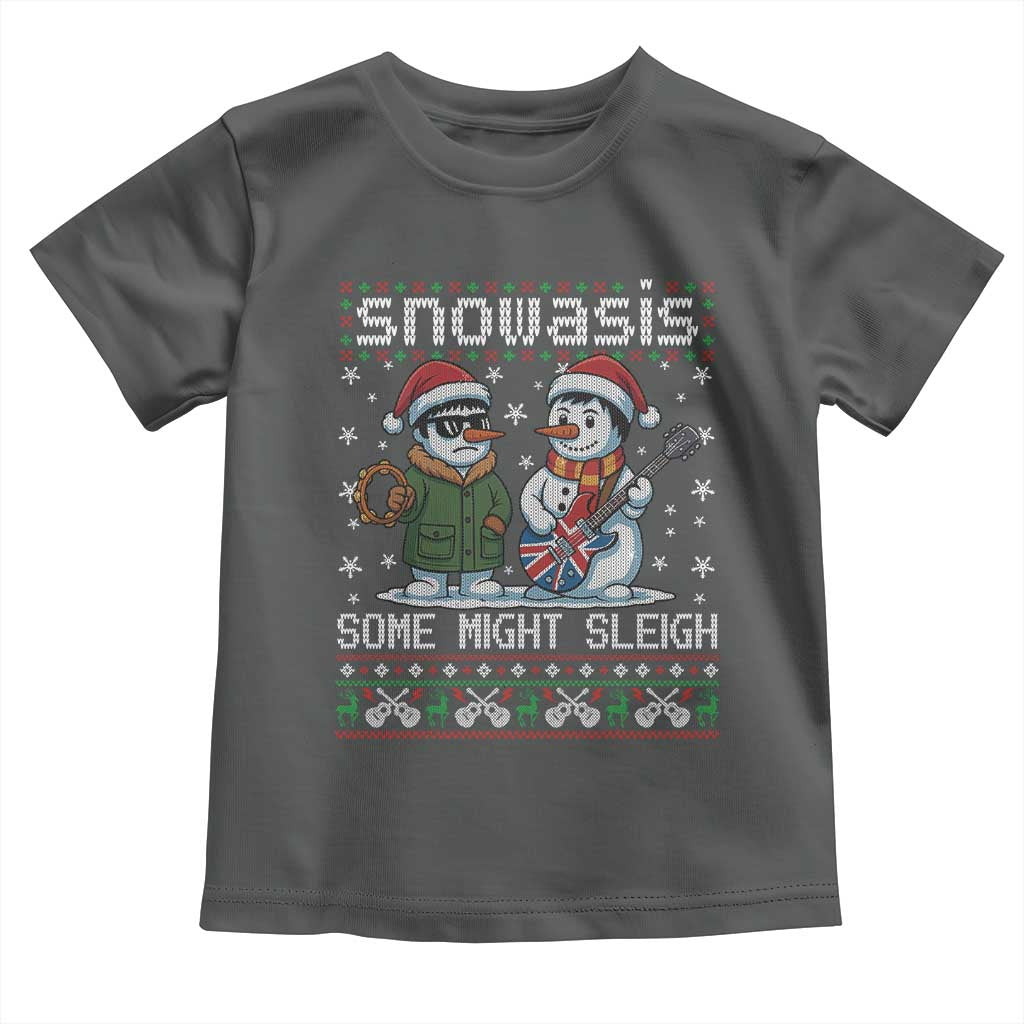 Snowasis Some Might Sleigh Toddler T Shirt Funny Christmas Snowmen Rock Band Parody TS11 Dark Heather Print Your Wear