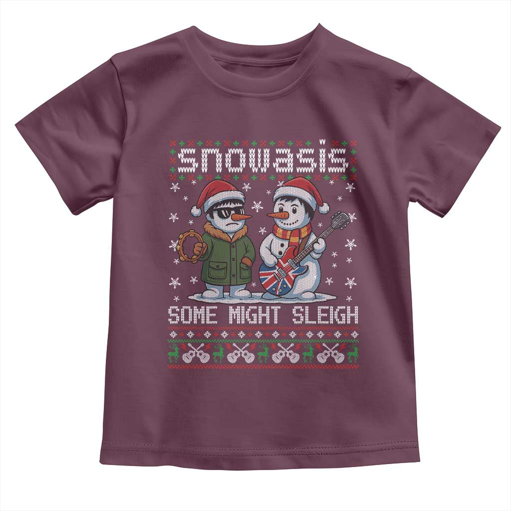 Snowasis Some Might Sleigh Toddler T Shirt Funny Christmas Snowmen Rock Band Parody TS11 Maroon Print Your Wear