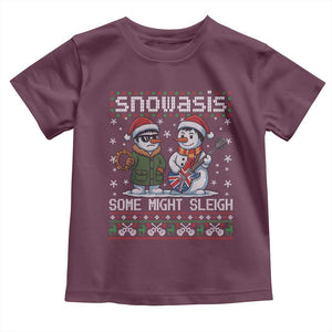 Snowasis Some Might Sleigh Toddler T Shirt Funny Christmas Snowmen Rock Band Parody TS11 Maroon Print Your Wear