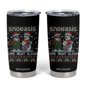 Snowasis Some Might Sleigh Tumbler Cup Funny Christmas Snowmen Rock Band Parody TS11 Black Print Your Wear