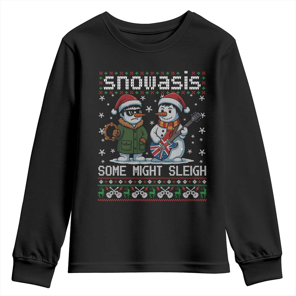 Snowasis Some Might Sleigh Youth Sweatshirt Funny Christmas Snowmen Rock Band Parody TS11 Black Print Your Wear