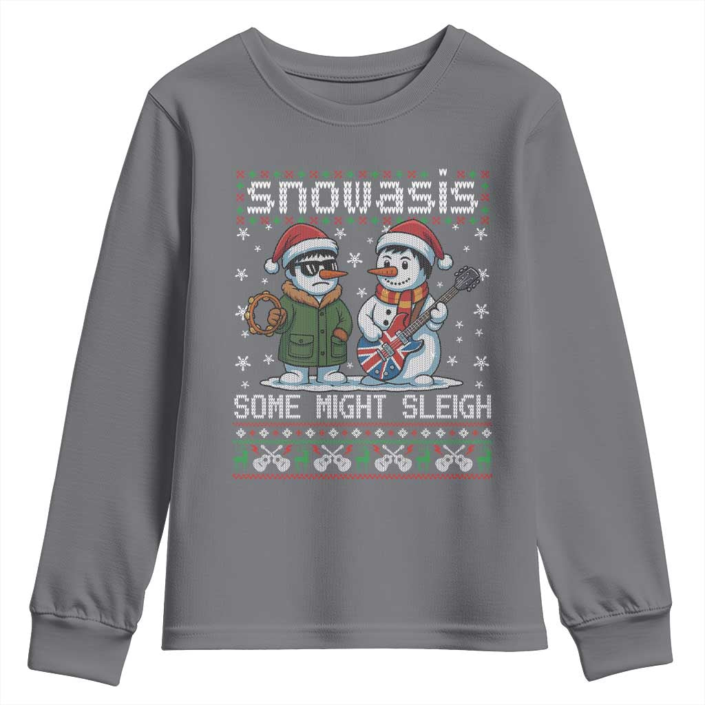Snowasis Some Might Sleigh Youth Sweatshirt Funny Christmas Snowmen Rock Band Parody TS11 Charcoal Print Your Wear