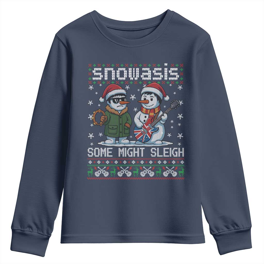 Snowasis Some Might Sleigh Youth Sweatshirt Funny Christmas Snowmen Rock Band Parody TS11 Navy Print Your Wear