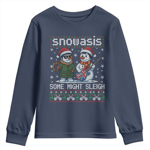Snowasis Some Might Sleigh Youth Sweatshirt Funny Christmas Snowmen Rock Band Parody TS11 Navy Print Your Wear