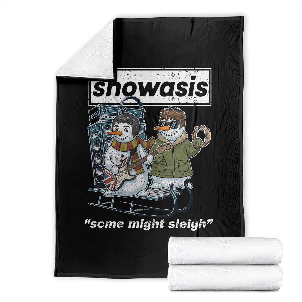 Snowasis Some Might Sleigh Throw Blanket Funny Christmas Snowmen Rock Band TS11 Black Print Your Wear