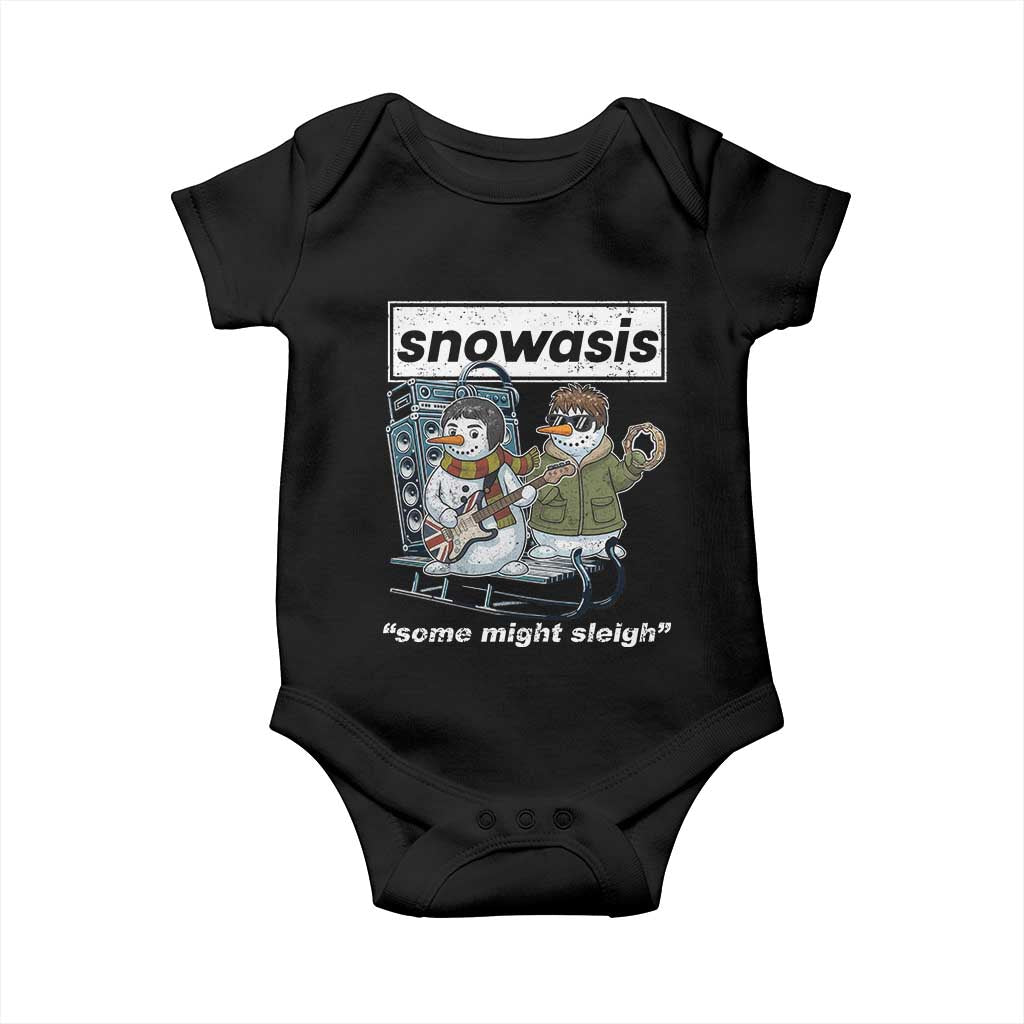 Snowasis Some Might Sleigh Baby Onesie Funny Christmas Snowmen Rock Band TS11 Black Print Your Wear