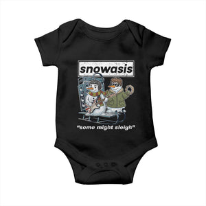 Snowasis Some Might Sleigh Baby Onesie Funny Christmas Snowmen Rock Band TS11 Black Print Your Wear
