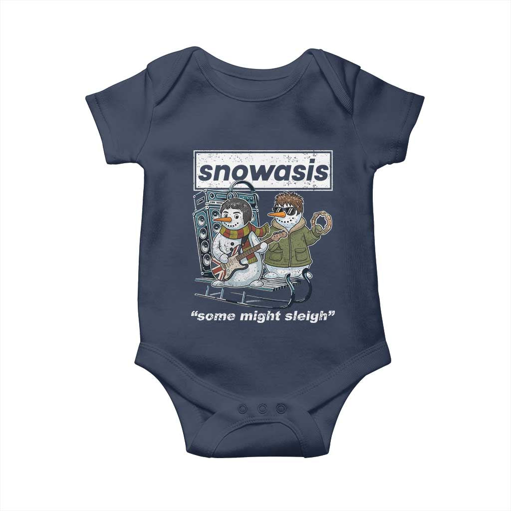 Snowasis Some Might Sleigh Baby Onesie Funny Christmas Snowmen Rock Band TS11 Navy Print Your Wear
