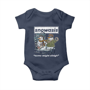 Snowasis Some Might Sleigh Baby Onesie Funny Christmas Snowmen Rock Band TS11 Navy Print Your Wear