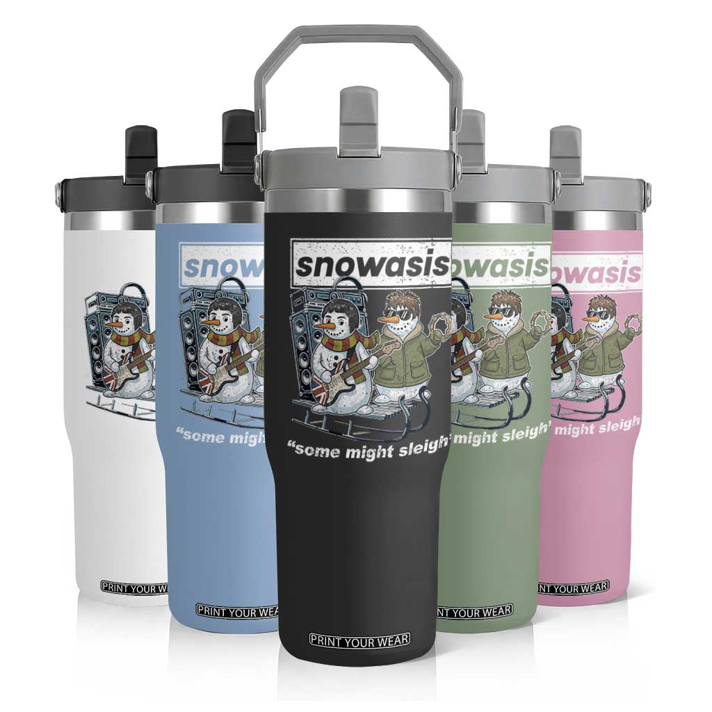 Snowasis Some Might Sleigh Flip Straw Tumbler Funny Christmas Snowmen Rock Band TS11 Print Your Wear
