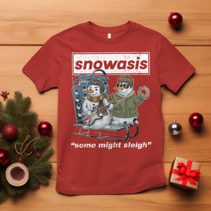 Snowasis Some Might Sleigh T Shirt Funny Christmas Snowmen Rock Band TS11 Red Print Your Wear