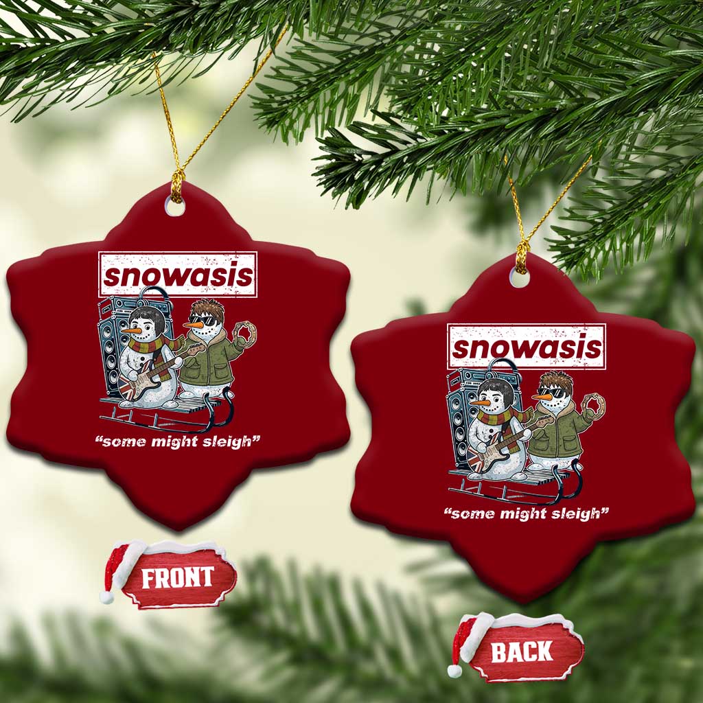 Snowasis Some Might Sleigh Ceramic Ornament Funny Xmas Snowmen Rock Band TS11 Print Your Wear