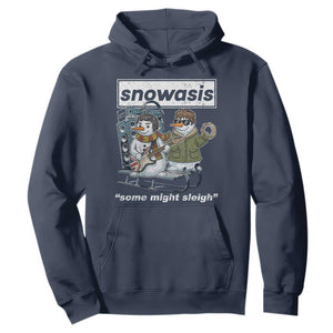 Snowasis Some Might Sleigh Hoodie Funny Christmas Snowmen Rock Band TS11 Navy Print Your Wear