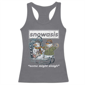 Snowasis Some Might Sleigh Racerback Tank Top Funny Christmas Snowmen Rock Band TS11 Charcoal Print Your Wear