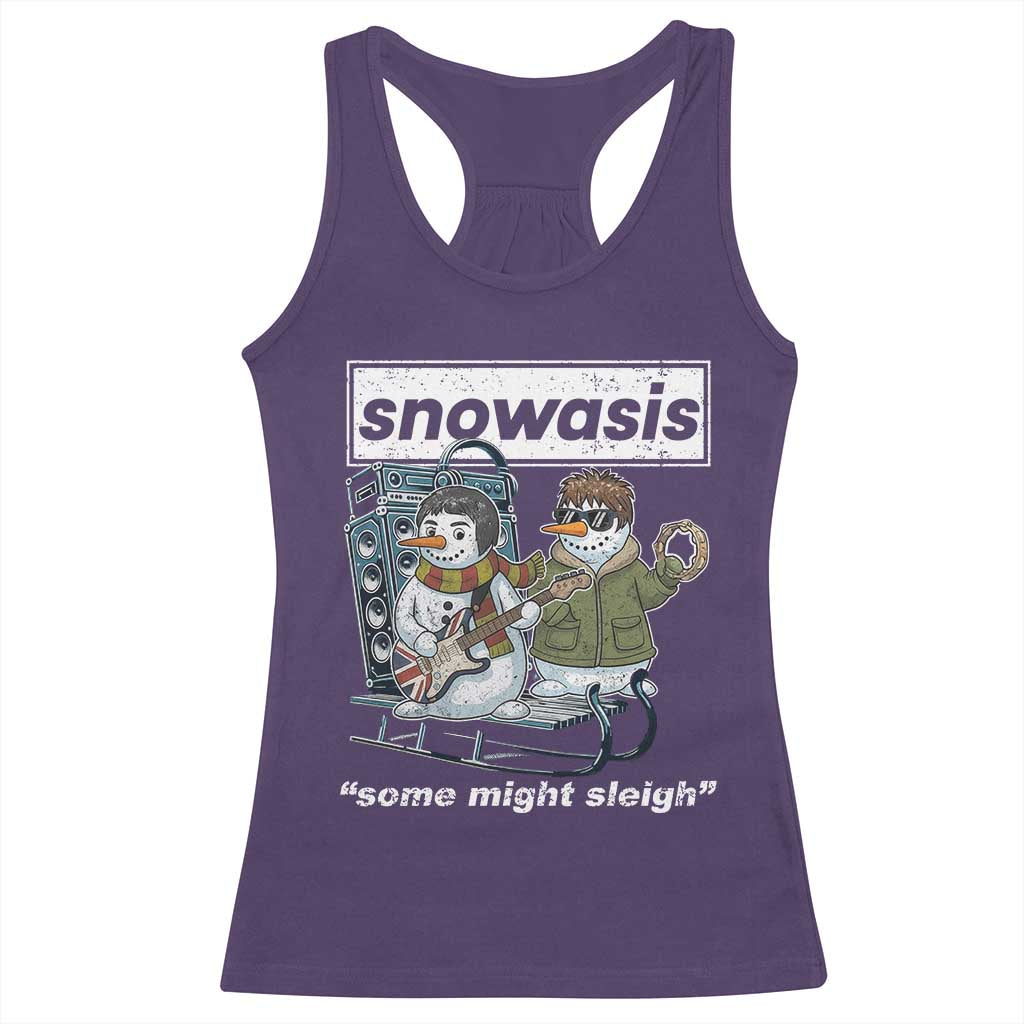Snowasis Some Might Sleigh Racerback Tank Top Funny Christmas Snowmen Rock Band TS11 Purple Print Your Wear