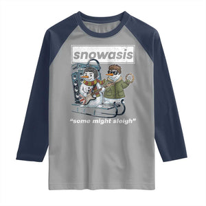 Snowasis Some Might Sleigh Raglan Shirt Funny Christmas Snowmen Rock Band TS11 Sport Gray Navy Print Your Wear