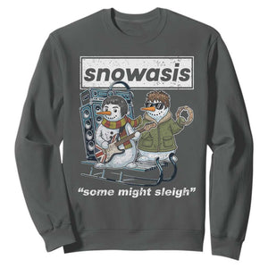 Snowasis Some Might Sleigh Sweatshirt Funny Christmas Snowmen Rock Band TS11 Dark Heather Print Your Wear