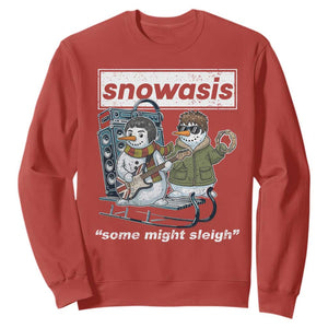 Snowasis Some Might Sleigh Sweatshirt Funny Christmas Snowmen Rock Band TS11 Red Print Your Wear