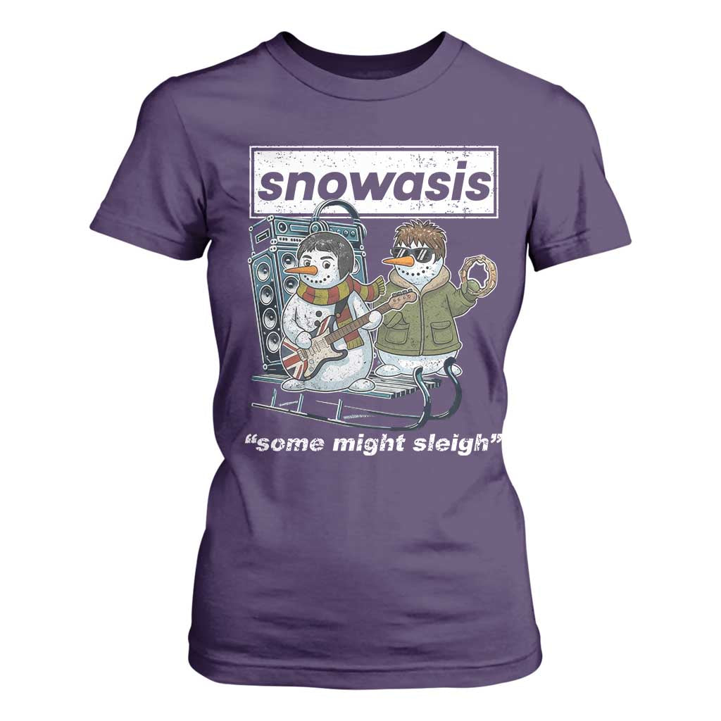 Snowasis Some Might Sleigh T Shirt For Women Funny Christmas Snowmen Rock Band TS11 Purple Print Your Wear