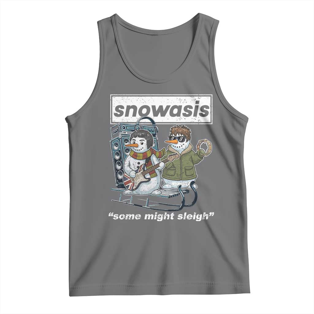Snowasis Some Might Sleigh Tank Top Funny Christmas Snowmen Rock Band TS11 Black Heather Print Your Wear