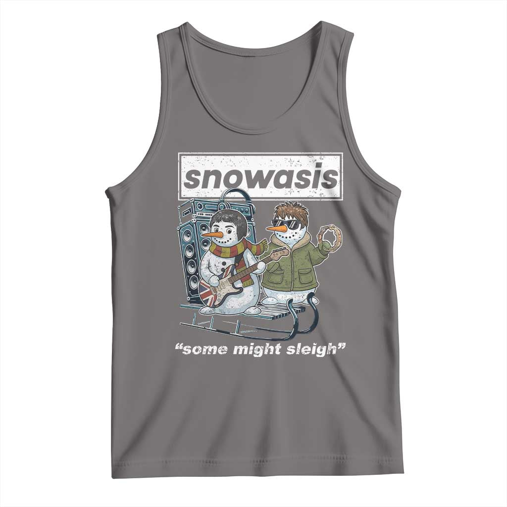 Snowasis Some Might Sleigh Tank Top Funny Christmas Snowmen Rock Band TS11 Deep Heather Print Your Wear