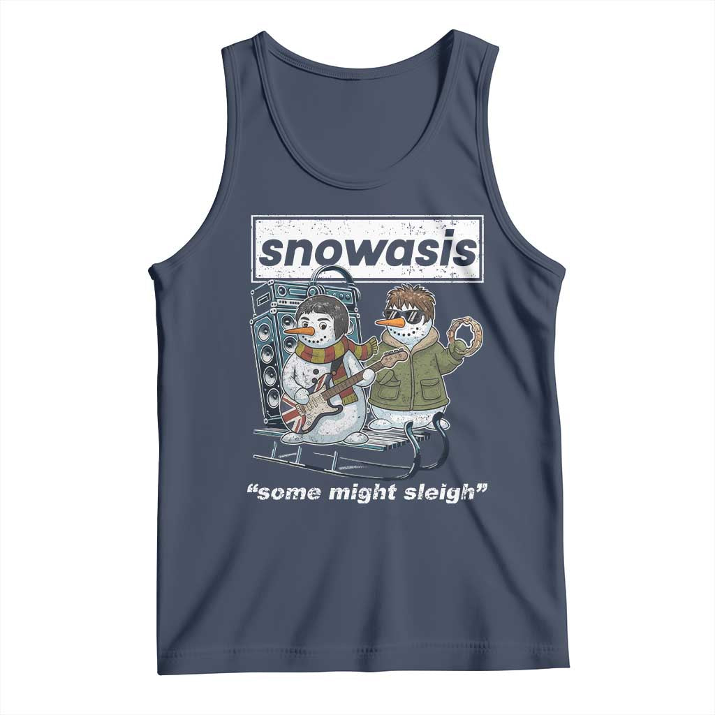 Snowasis Some Might Sleigh Tank Top Funny Christmas Snowmen Rock Band TS11 Navy Print Your Wear