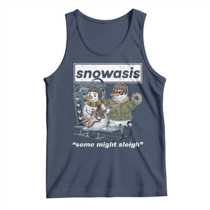 Snowasis Some Might Sleigh Tank Top Funny Christmas Snowmen Rock Band TS11 Navy Print Your Wear