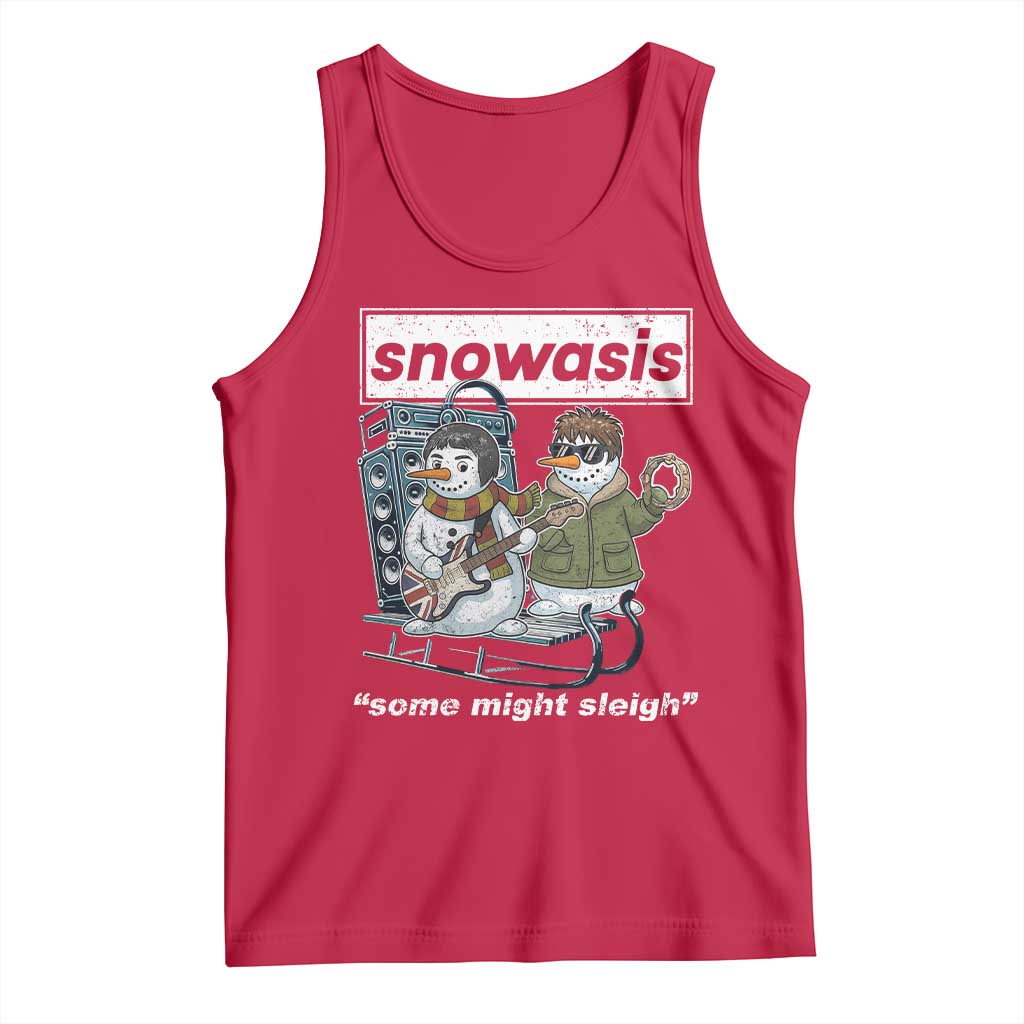 Snowasis Some Might Sleigh Tank Top Funny Christmas Snowmen Rock Band TS11 Red Print Your Wear