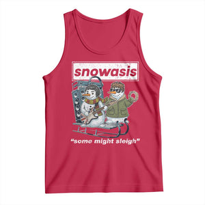 Snowasis Some Might Sleigh Tank Top Funny Christmas Snowmen Rock Band TS11 Red Print Your Wear