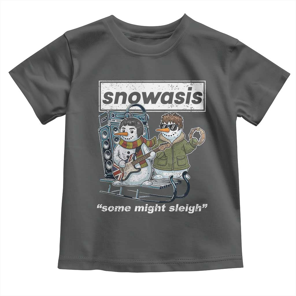 Snowasis Some Might Sleigh Toddler T Shirt Funny Christmas Snowmen Rock Band TS11 Dark Heather Print Your Wear