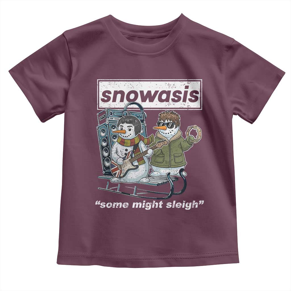 Snowasis Some Might Sleigh Toddler T Shirt Funny Christmas Snowmen Rock Band TS11 Maroon Print Your Wear