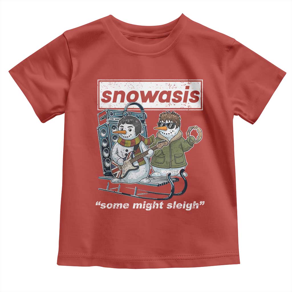 Snowasis Some Might Sleigh Toddler T Shirt Funny Christmas Snowmen Rock Band TS11 Red Print Your Wear