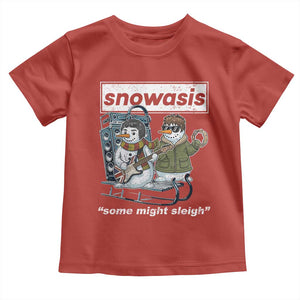 Snowasis Some Might Sleigh Toddler T Shirt Funny Christmas Snowmen Rock Band TS11 Red Print Your Wear