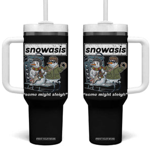 Snowasis Some Might Sleigh Tumbler With Handle Funny Christmas Snowmen Rock Band TS11 One Size: 40 oz Black Print Your Wear