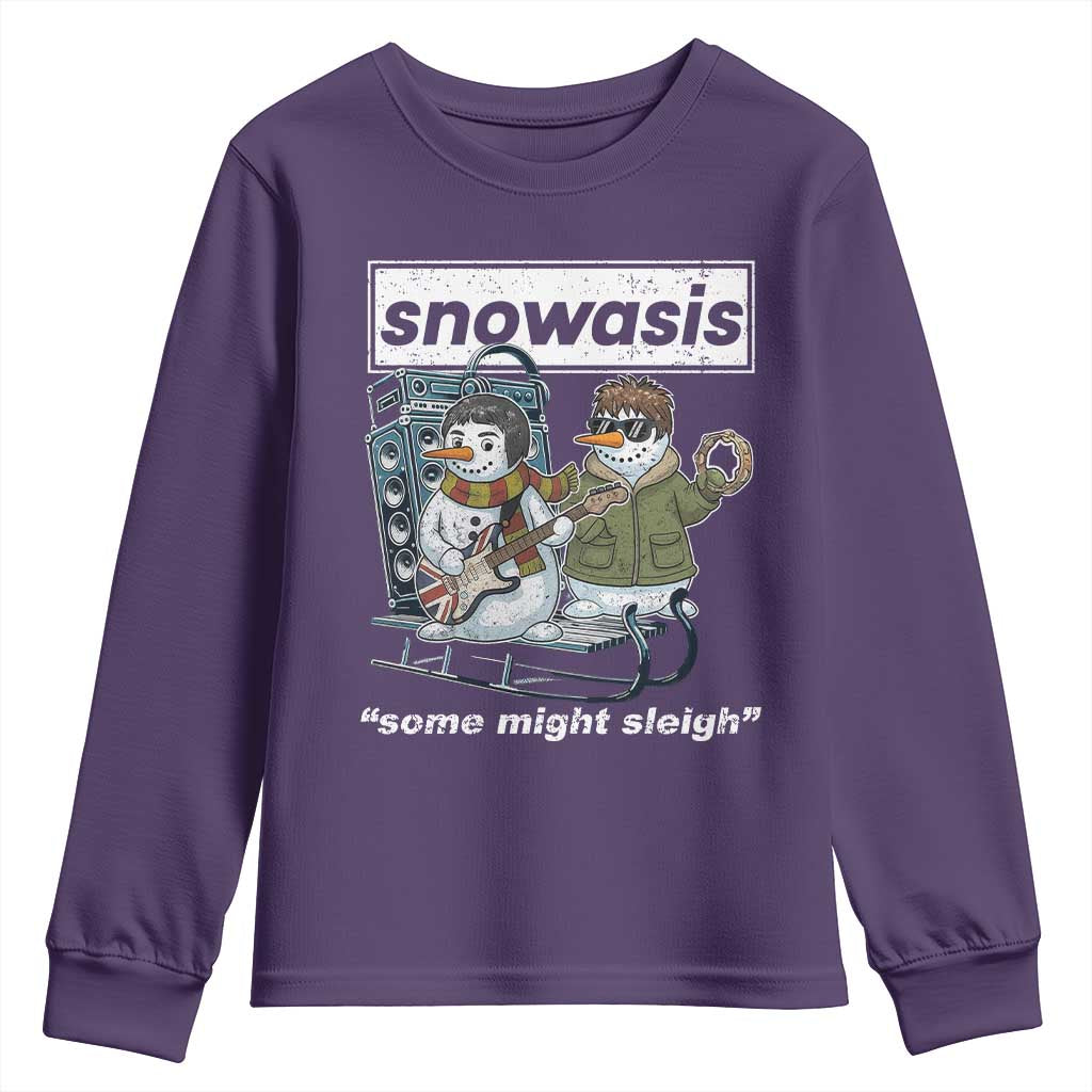Snowasis Some Might Sleigh Youth Sweatshirt Funny Christmas Snowmen Rock Band TS11 Purple Print Your Wear