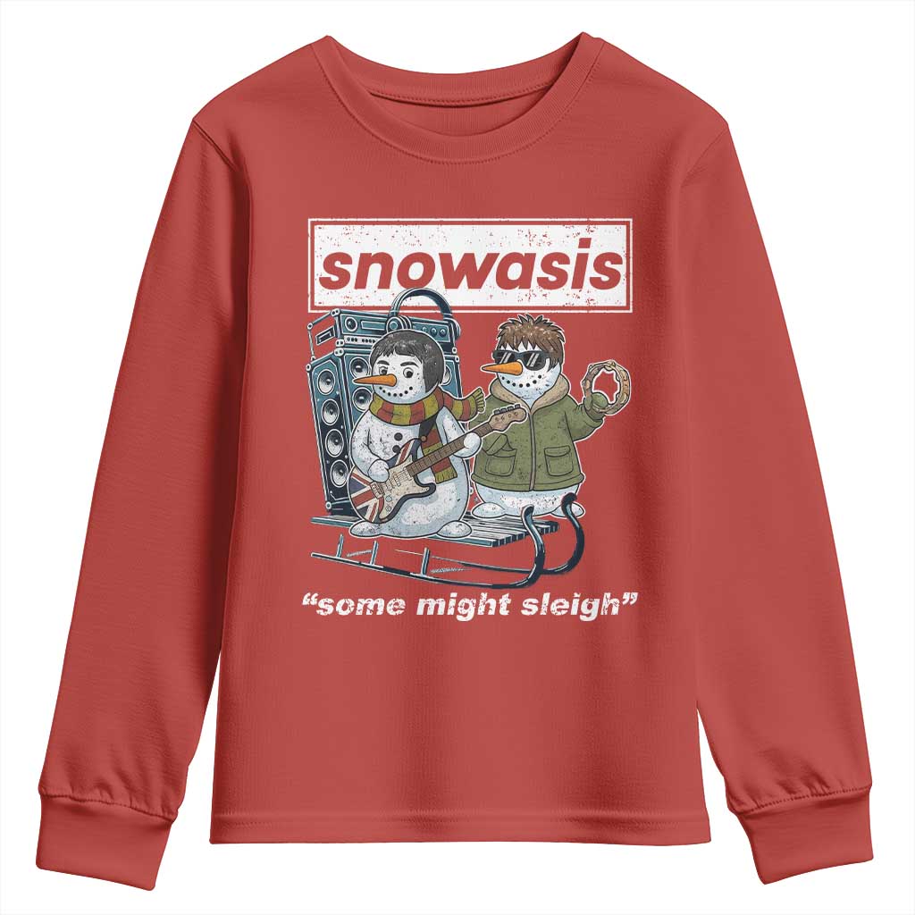 Snowasis Some Might Sleigh Youth Sweatshirt Funny Christmas Snowmen Rock Band TS11 Red Print Your Wear