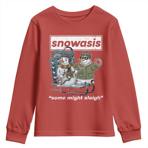 Snowasis Some Might Sleigh Youth Sweatshirt Funny Christmas Snowmen Rock Band TS11 Red Print Your Wear