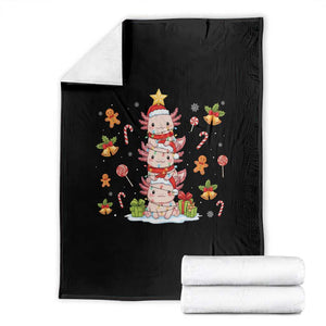 Funny Christmas Kawaii Axolotl Xmas Tree Throw Blanket TS11 Black Print Your Wear