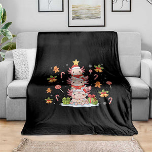 Funny Christmas Kawaii Axolotl Xmas Tree Throw Blanket TS11 Print Your Wear