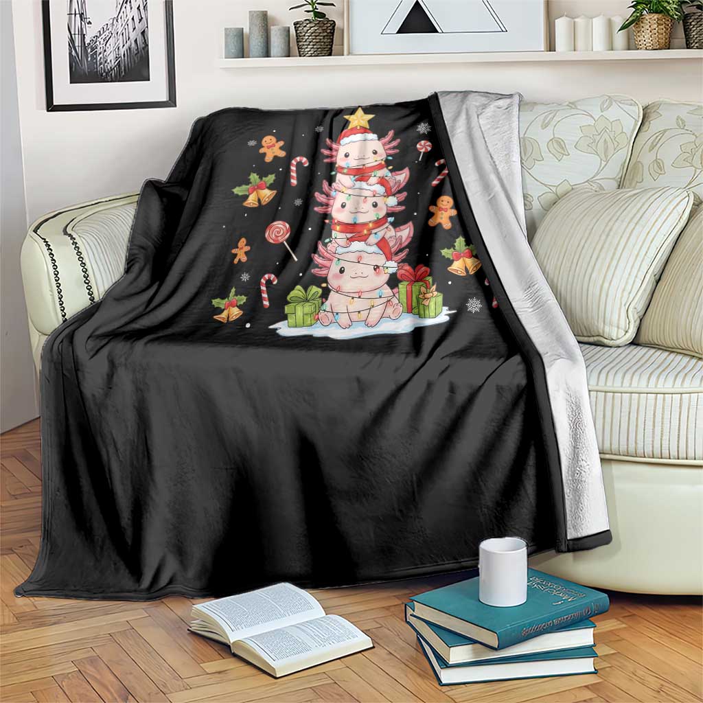 Funny Christmas Kawaii Axolotl Xmas Tree Throw Blanket TS11 Print Your Wear