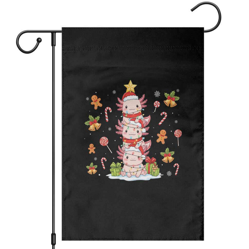 Funny Christmas Kawaii Axolotl Xmas Tree Garden Flag TS11 Black Print Your Wear