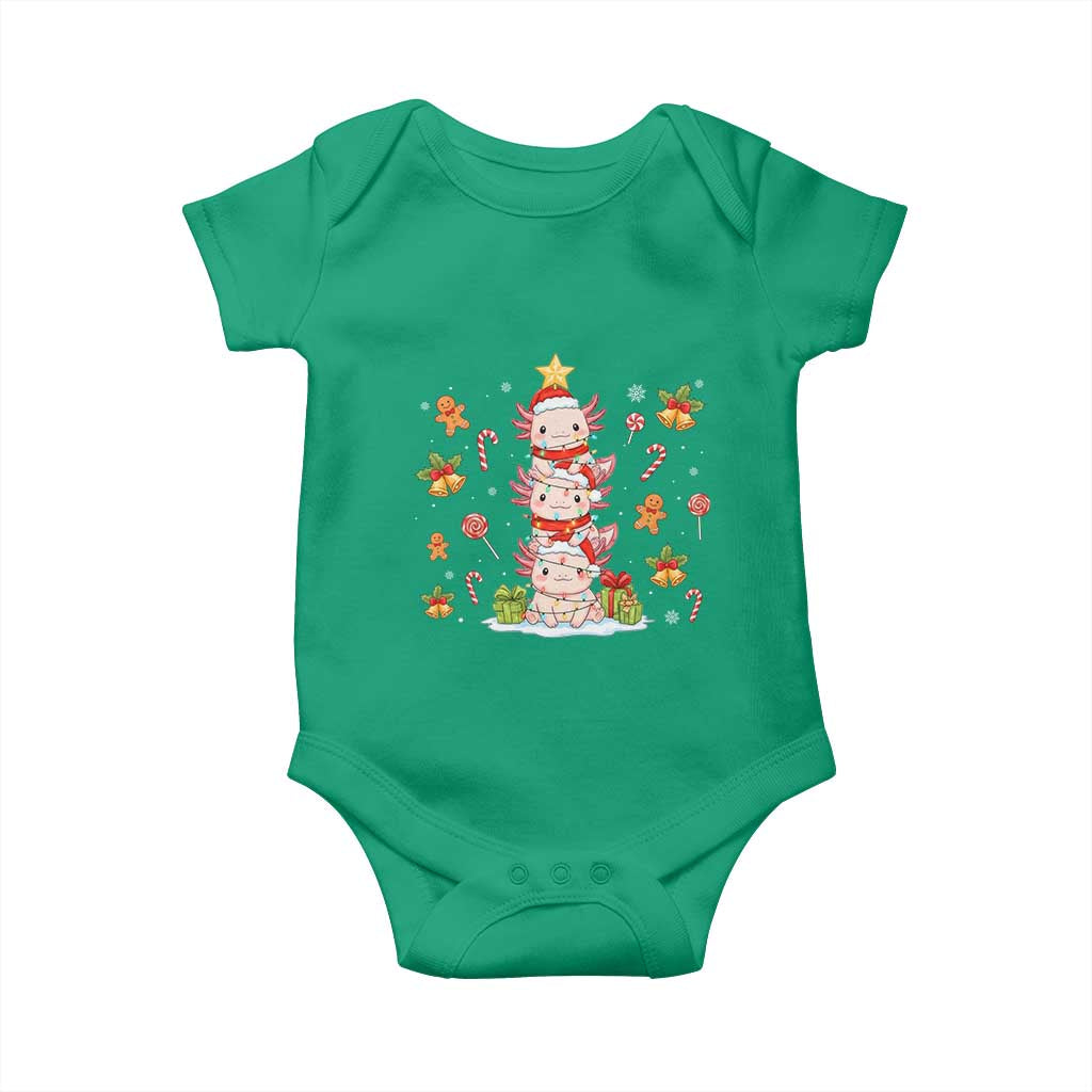 Funny Christmas Kawaii Axolotl Xmas Tree Baby Onesie TS11 Irish Green Print Your Wear