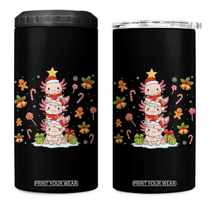 Funny Christmas Kawaii Axolotl Xmas Tree 4 in 1 Can Cooler Tumbler TS11 One Size: 16 oz Black Print Your Wear
