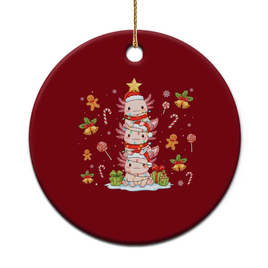 Funny Christmas Kawaii Axolotl Xmas Tree Ceramic Ornament TS11 1pc Red Print Your Wear