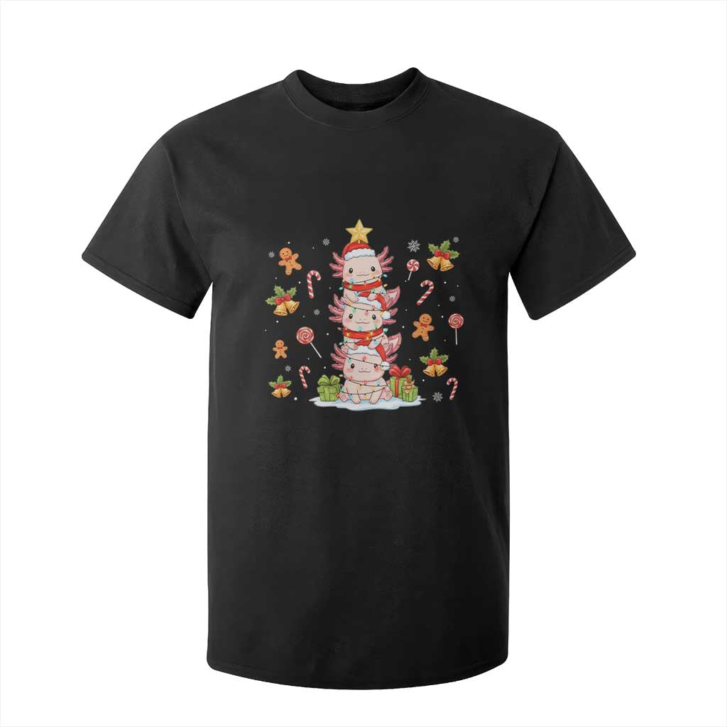 Funny Christmas Kawaii Axolotl Xmas Tree T Shirt For Kid TS11 Black Print Your Wear
