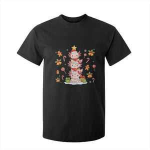 Funny Christmas Kawaii Axolotl Xmas Tree T Shirt For Kid TS11 Black Print Your Wear